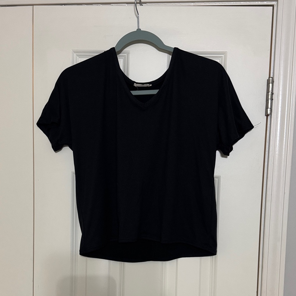 Olivia Rae Black Short Sleeve V-Neck Top